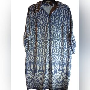 Mile Gabrielle Blue and White Patterned Long Sleeve Dress Size 1X Work Lounging